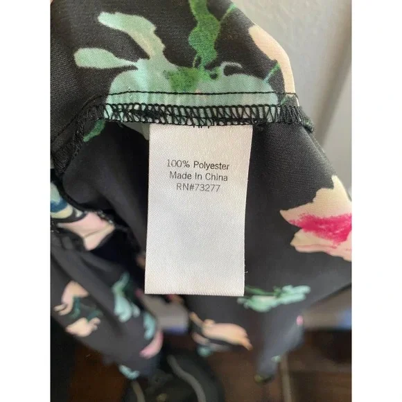 K / Lab Assymetrical Black Floral Dress Ruffle Boho Sz S‎ - Picture 4 of 10